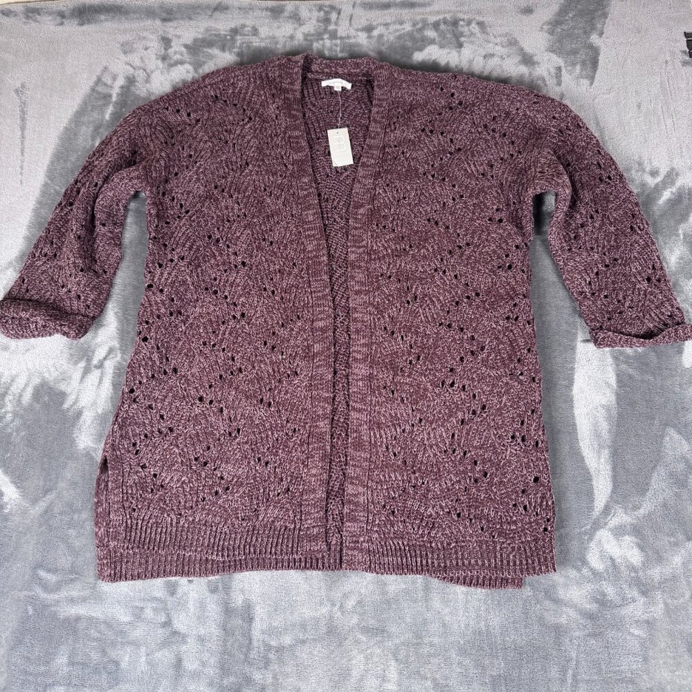 Maurices Burgandy Knit Cardigan Sweater Open Front Women Size Medium NWT